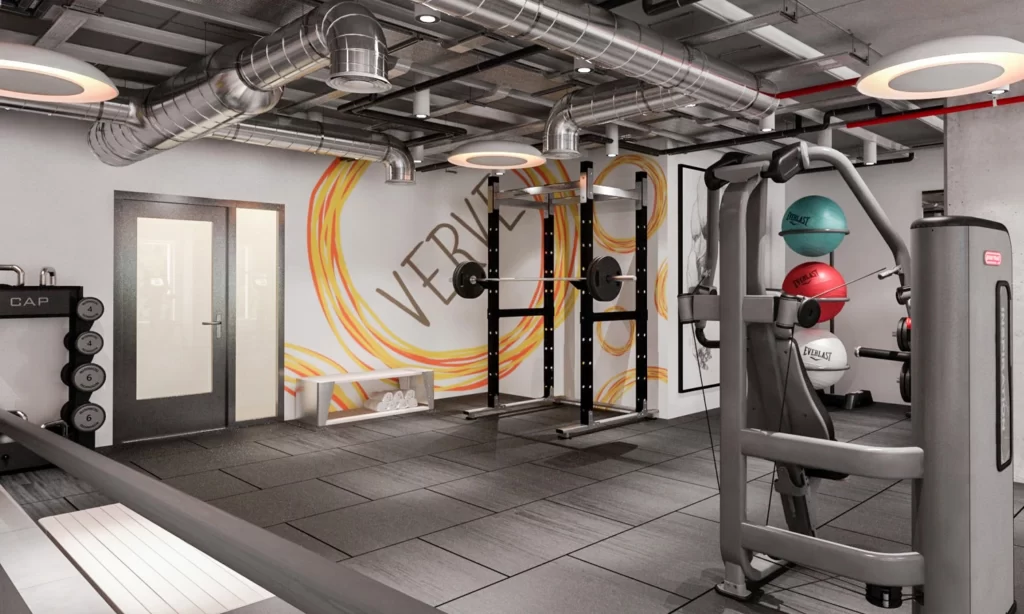 Functional gym layout by Bellevue interior designer Ariana Adireh