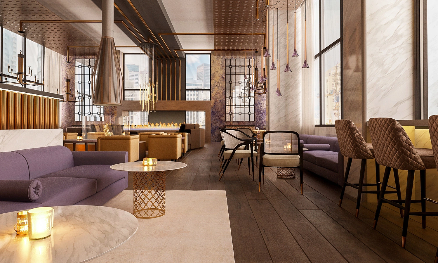 Bellevue lounge interior design by Ariana Adireh
