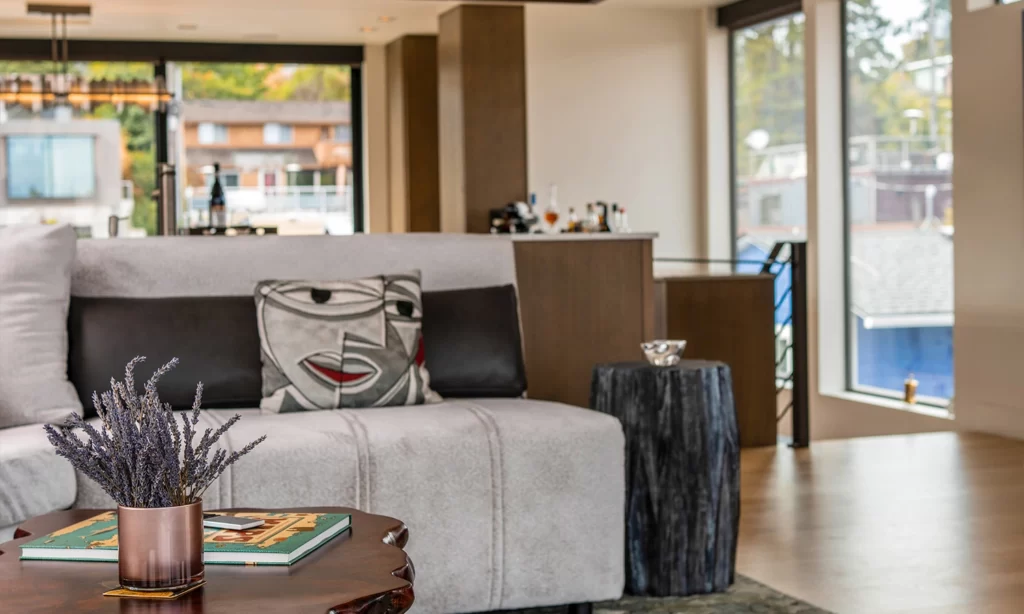 Floating living room by Ariana Adireh, interior designer Bellevue WA
