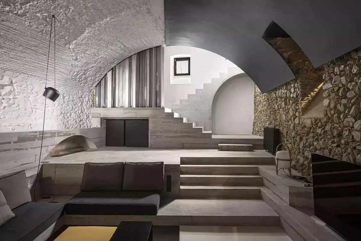 Open-concept-layout-cave-house-in-historic-Cruilles-village-in-Girona