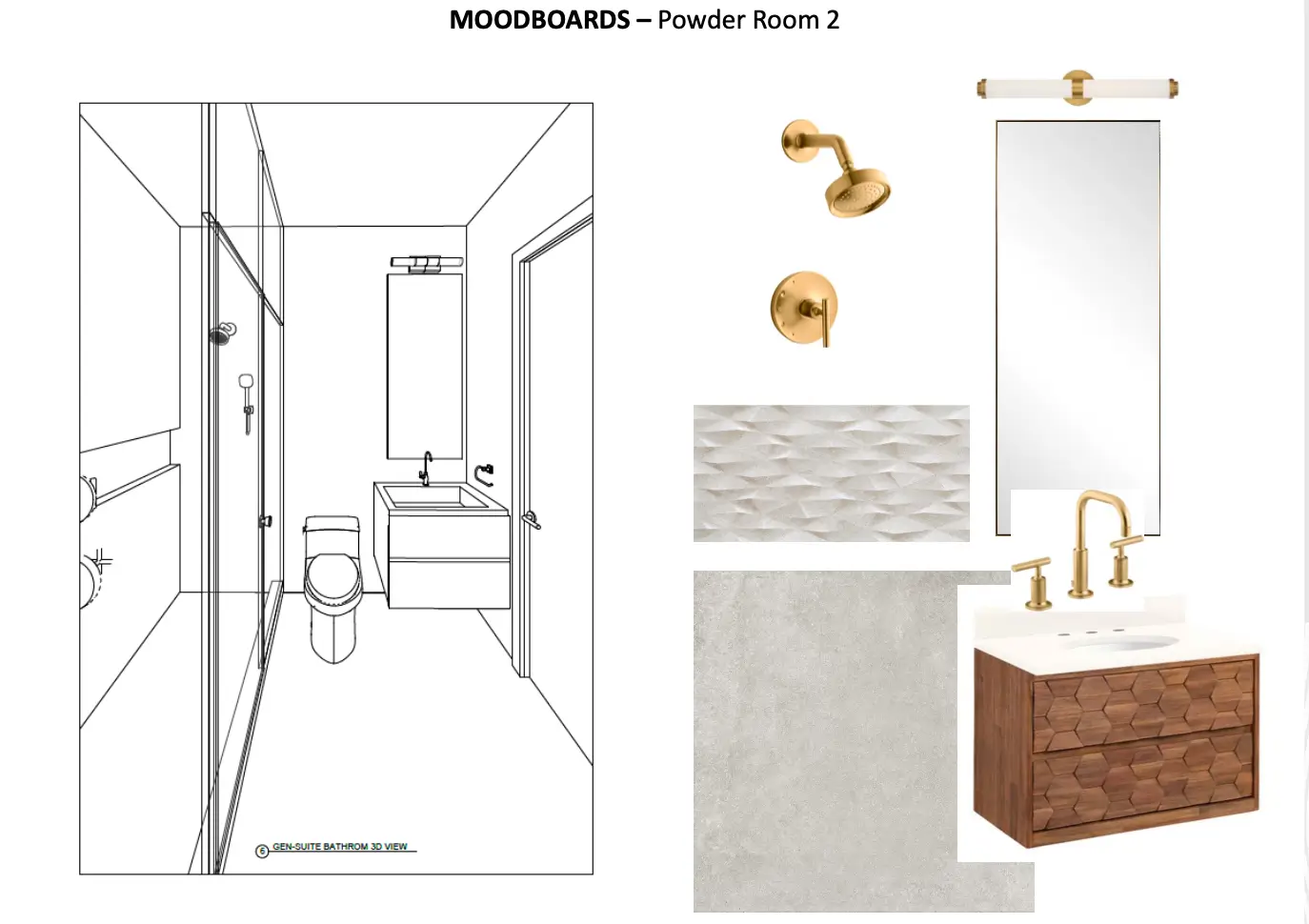 Contemporary powder room design ideas featuring neutral tones, natural textures, and elegant gold accents.