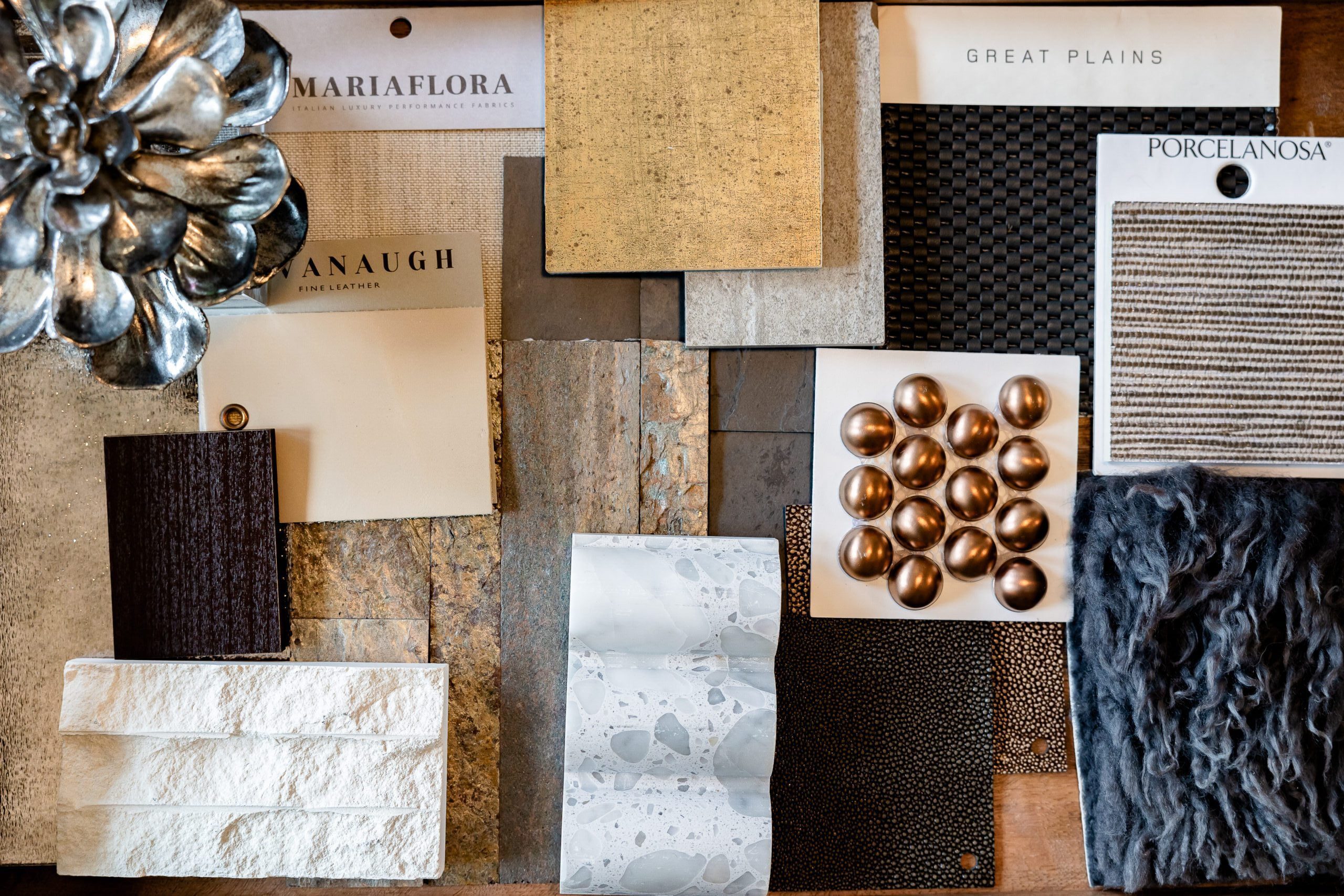 Vibrant design materials showcase creativity in a curated workspace for interior projects.