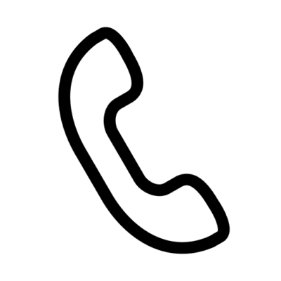 Modern minimalist telephone receiver icon for communication and customer service design.