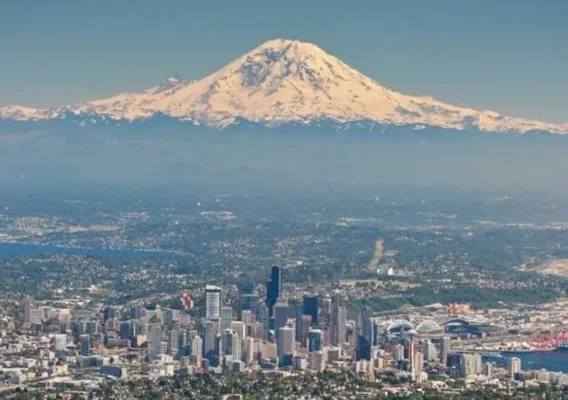 Seattle with Mt. Rainier in the background