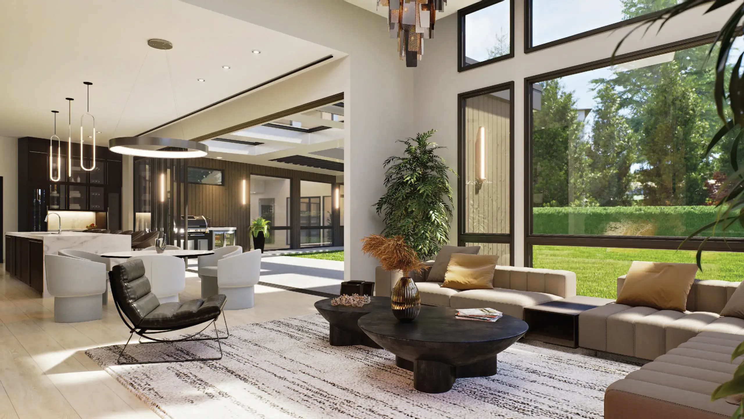 Stylish modern living area with seamless indoor-outdoor flow and abundant natural light.