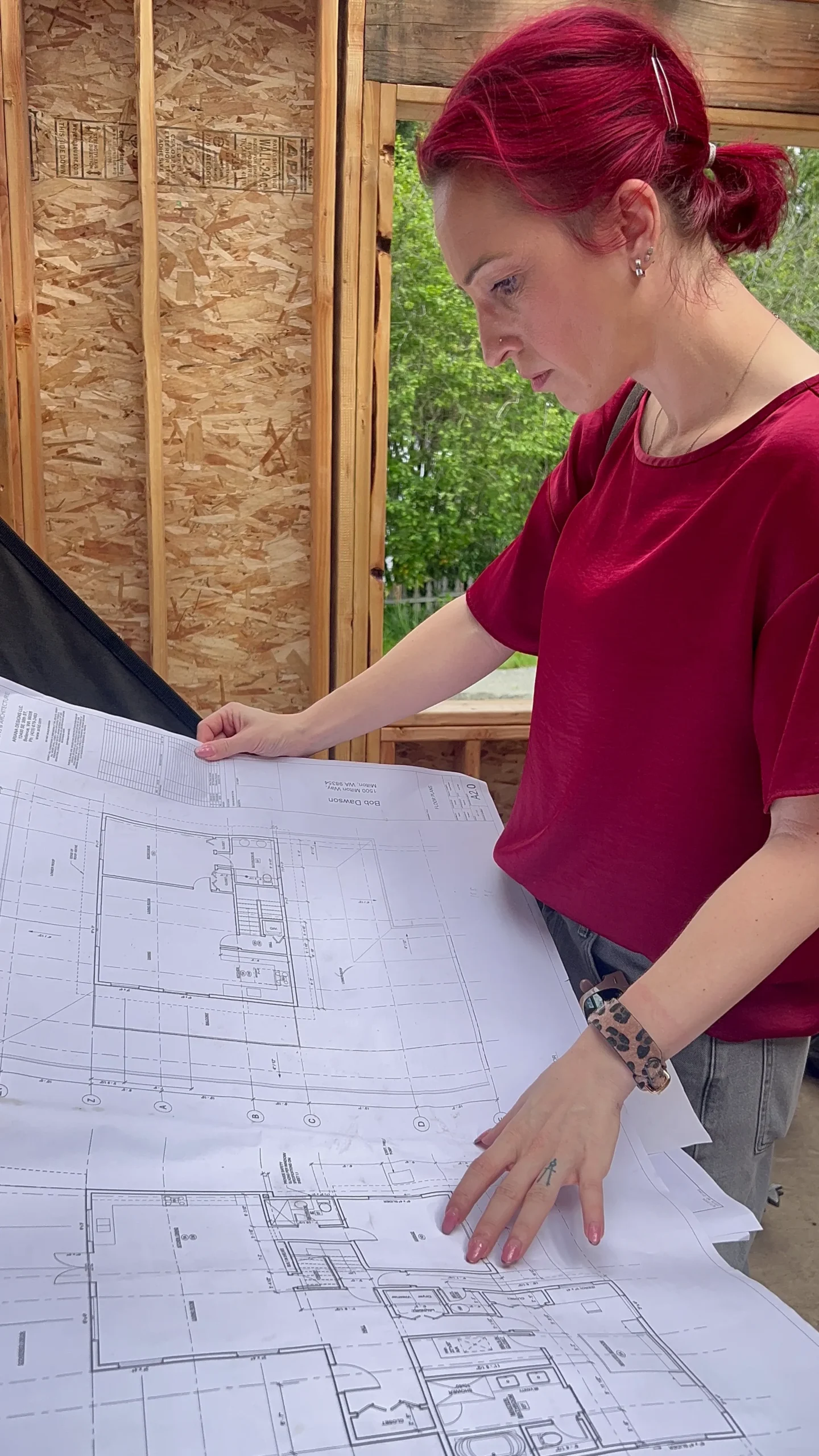 Architect reviewing plans