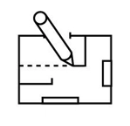 Minimalist floor plan draft with pencil illustrating creative architectural design process.