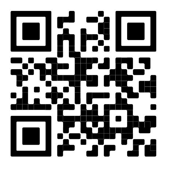 Black and white QR code design for easy scanning and information access.