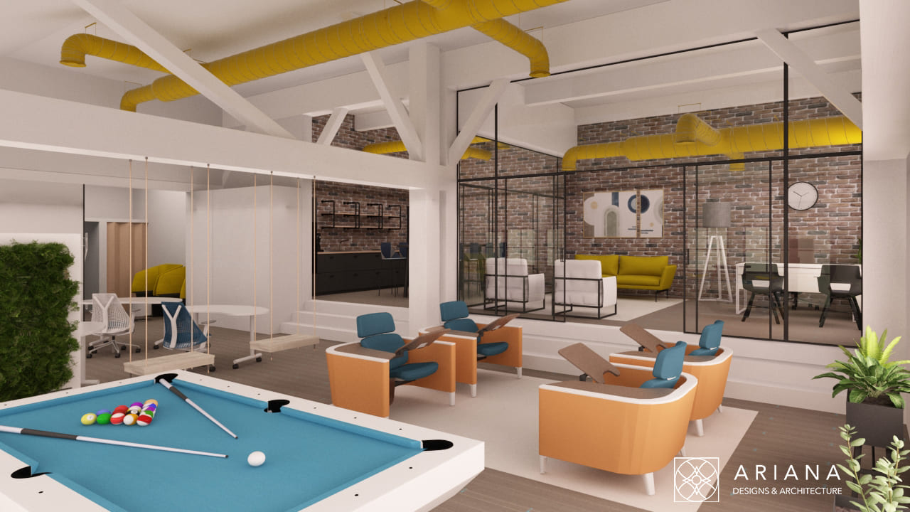 Cozy secondary lounge with sofas and coffee table