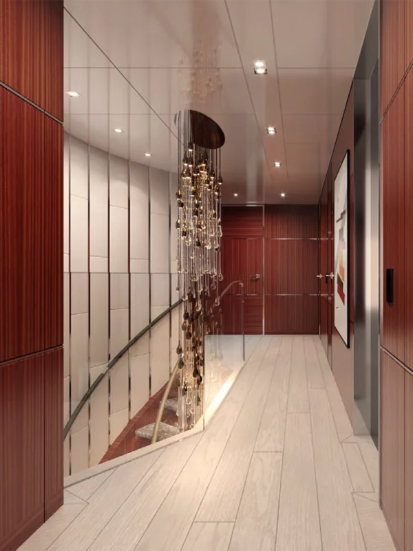 Cozy and elegant yacht interior with plush furnishings and modern decor