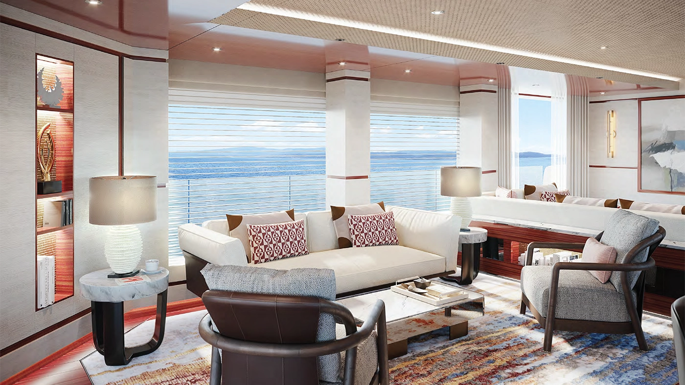 Breathtaking panoramic ocean view from the yacht’s living area