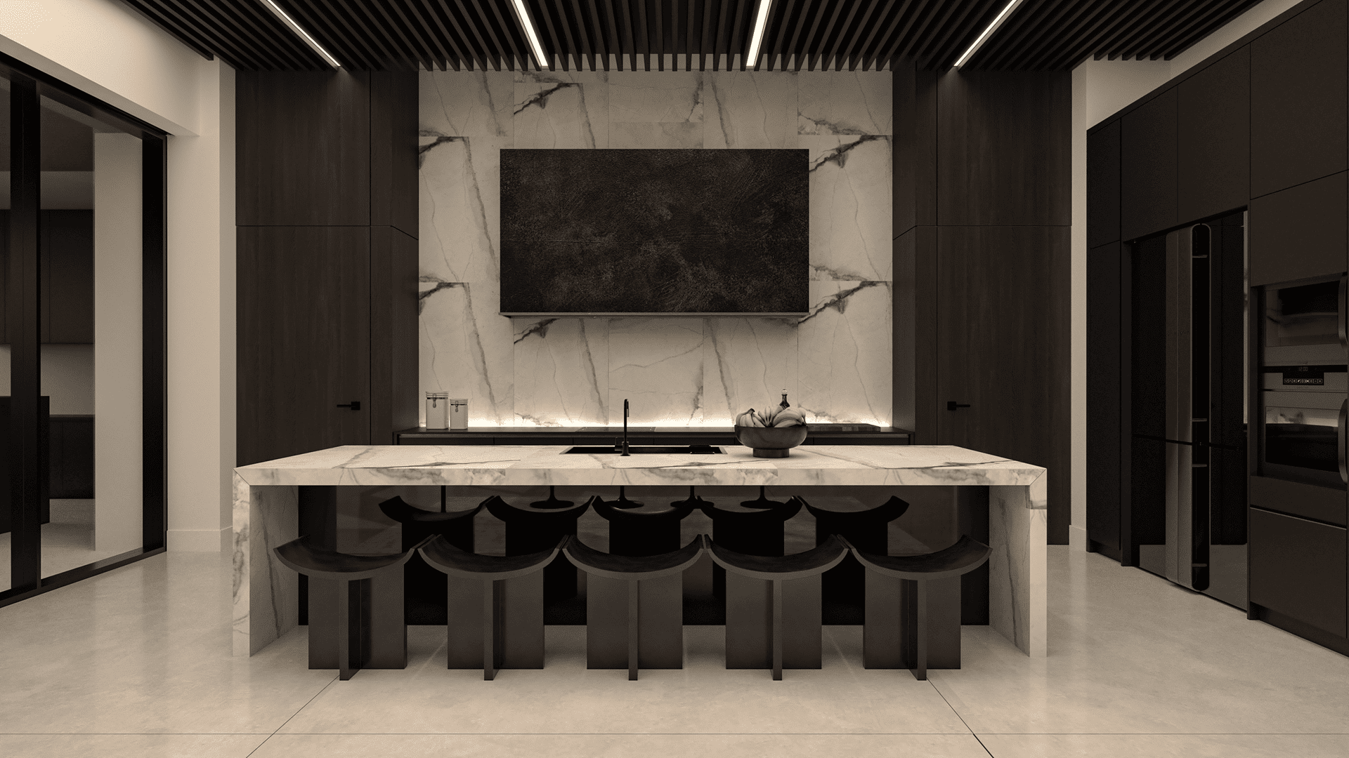 Luxury kitchen design with premium materials — representing high-end interior design value